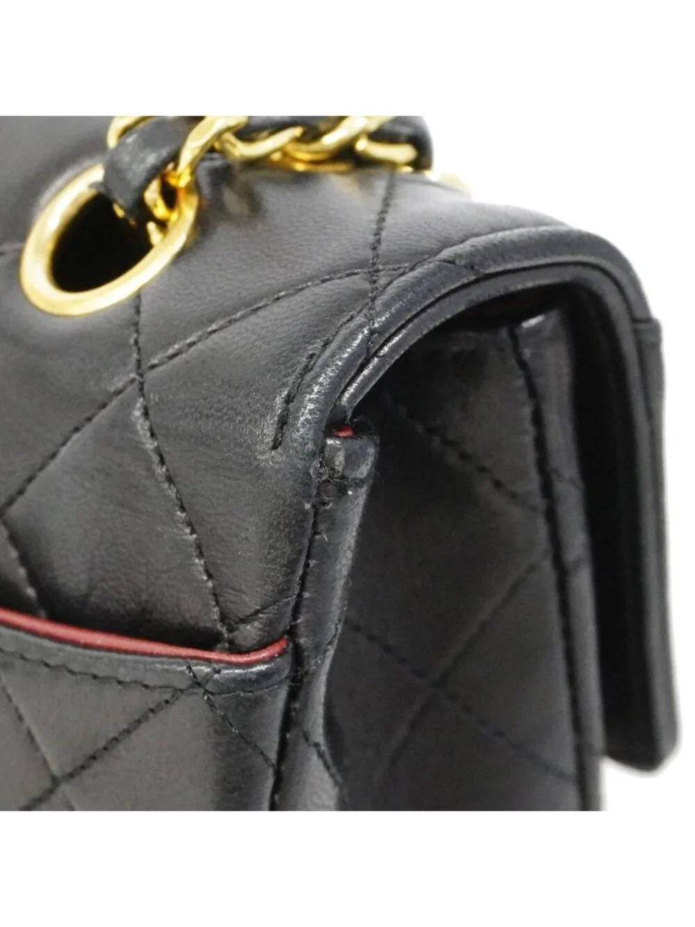 Chanel Shoulder Bag Quilted Lambskin Black Gold